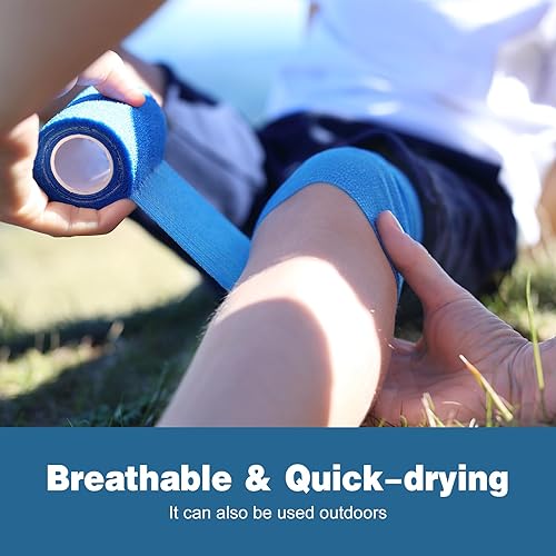 Miniatura 5 de Paquete de 12 vendajes autoadhesivos, 2 pulgadas x 5 yardas, cinta de tobillo, cinta elástica cohesiva, cinta atlética