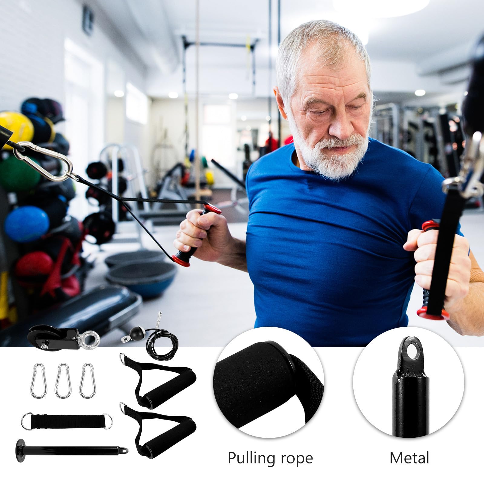 Kit de Polea de Cable Negro para Entrenamiento Muscular, en Casa Metal