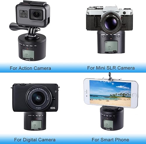 Miniatura 2 de Suptig Soporte de trípode para cámara de montaje en trípode eléctrico de 360 grados, compatible con teléfono, Gopro, DJI osmo, Insta 360 y cámara