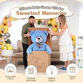 MorisMos Bow Tie Giant Teddy Bear 4 Feet, 47inch Stuffed Animal Big Teddy Bear Plush, Classic Girlfriend Boyfriend Gift on Birthday, Blue