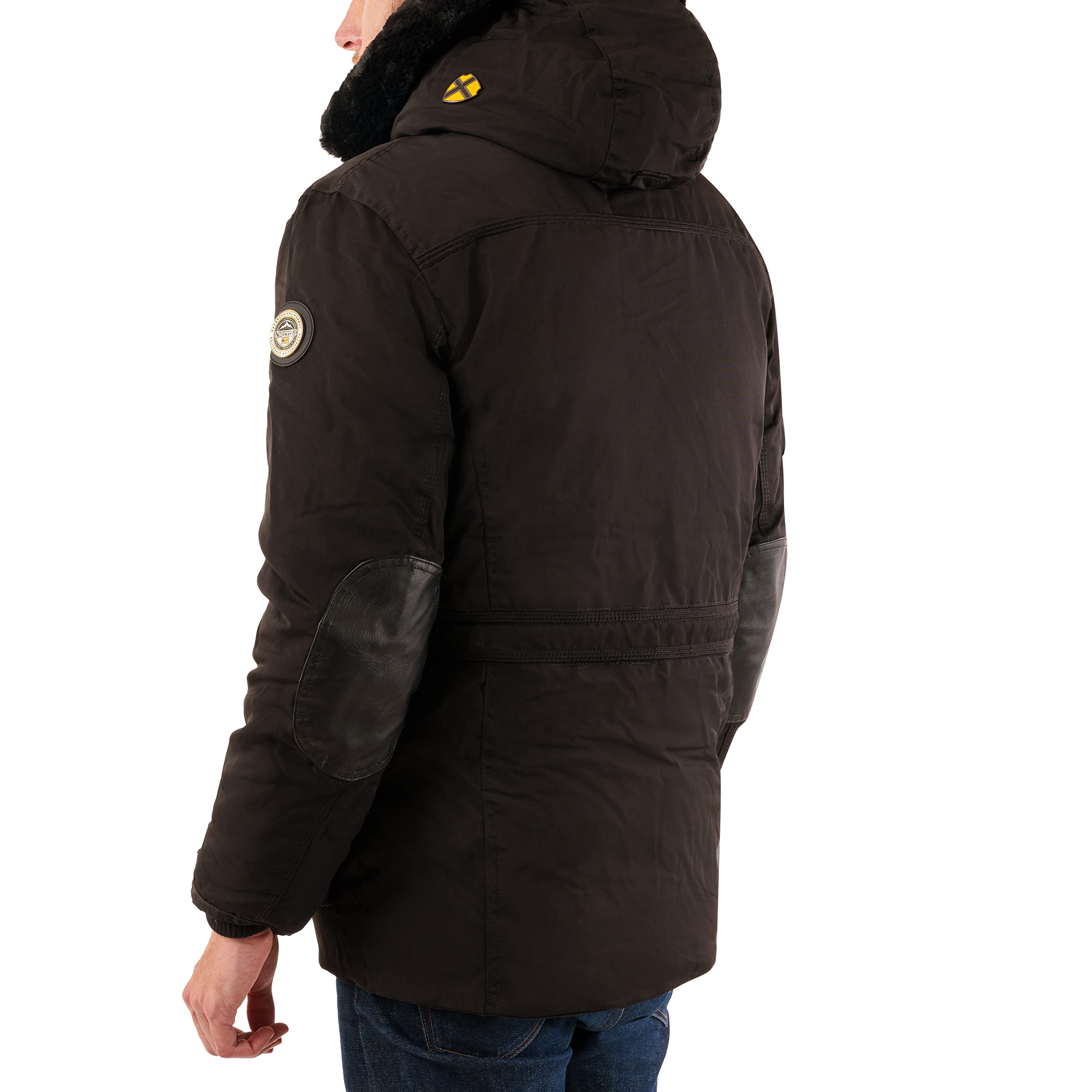Geographical Norway Męska kurtka zimowa parka Acore z kapturem z podszewką