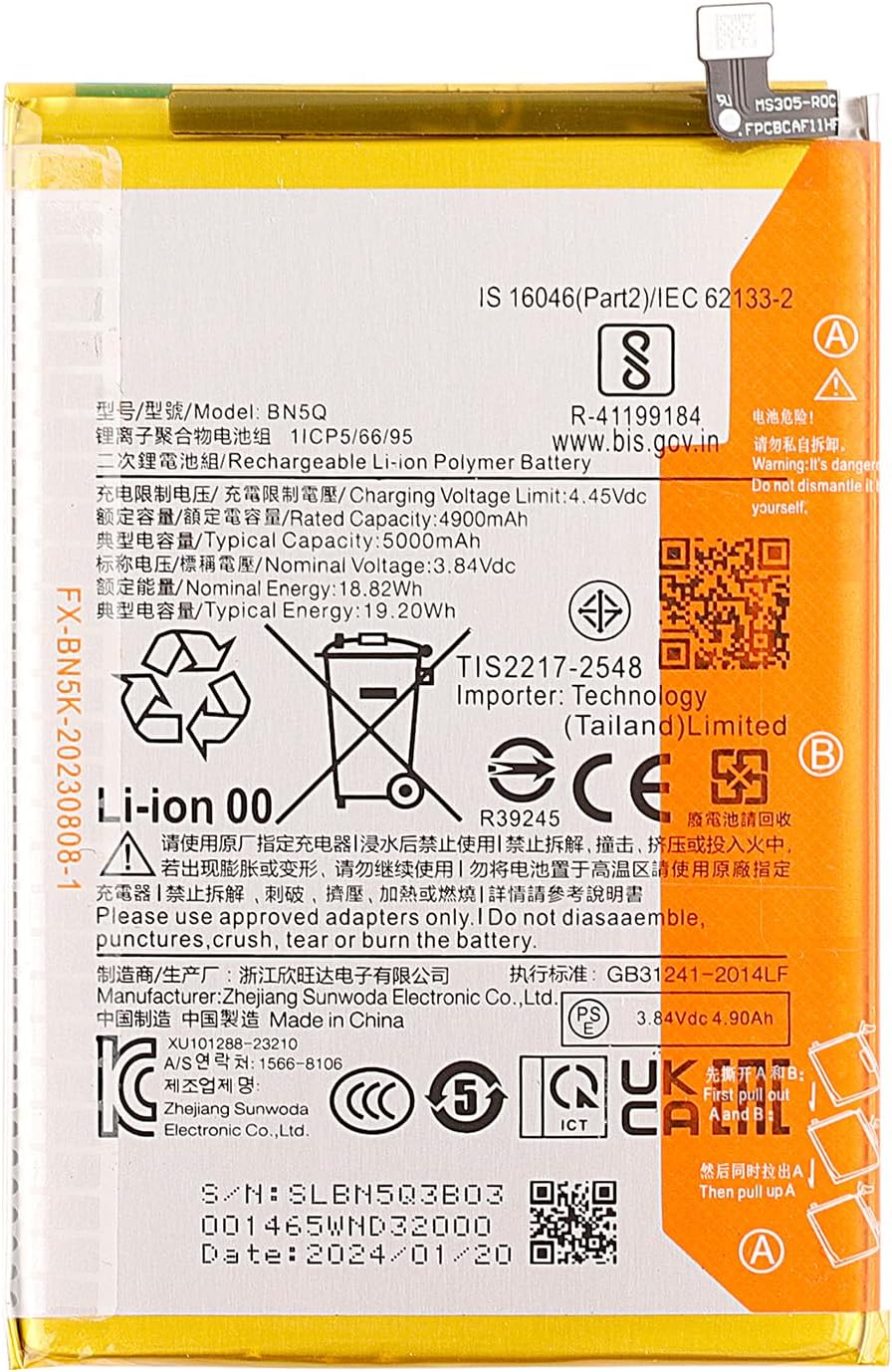 Duotipa New Phone Replacement Battery BN5Q for Poco C65 /Redmi 13C with Repair Tools Kit