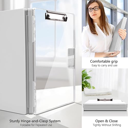 Vista 7 de Clipboard with Storage,Heavy Duty Clip Boards 8.5x11 with 2 Storage Case,Clear Visible Top Panel Storage Clipboards,Side Opening Clip Boards,Nursing