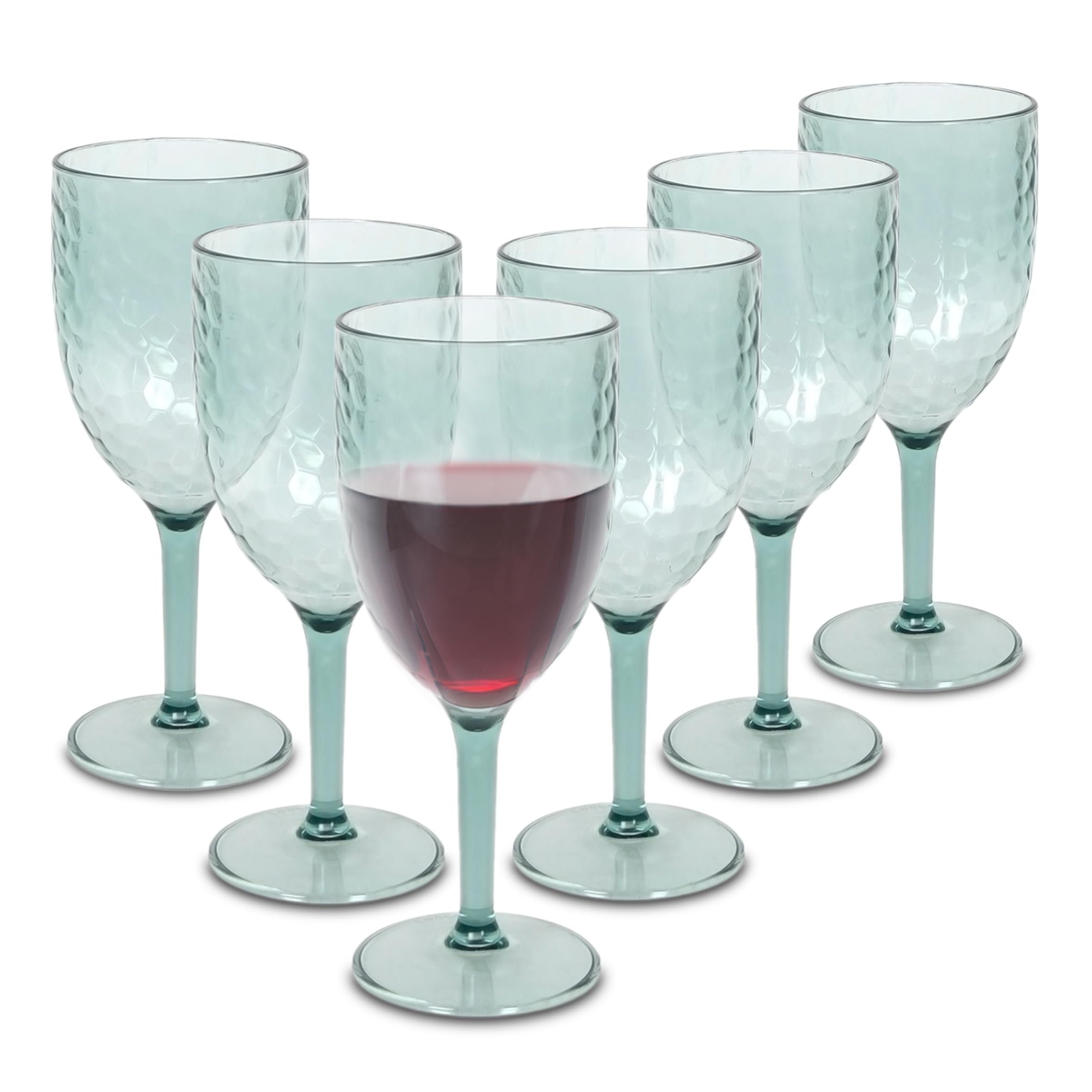 Spetebo Mehrweg Camping Weinglas 390 ml transparent grün 6er Set