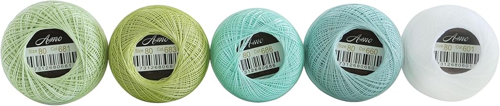Hilo de bordado de ganchillo tamaño 80 5 bolas por caja doble mercerizado egipcio hilo de perlas de algodón de fibra larga (juego J)