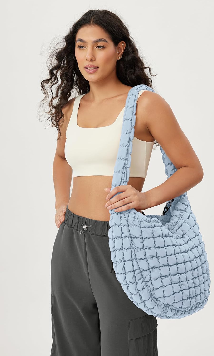 ODODOS Quilted Carryall Tote Bag for Women Crossbody Hobo Lightweight Padding Shoulder Bag
