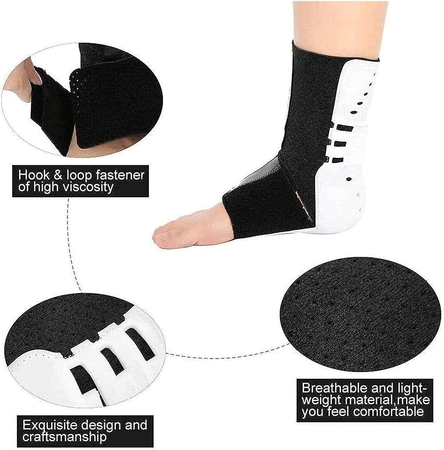 DKULMN Ortesis para pie caído, AFO Ortesis de Tobillo Ajustable, férula de Soporte, AFO Ortesis Suave para pie caído, Ligera para Zapatos de Andar,Right,L