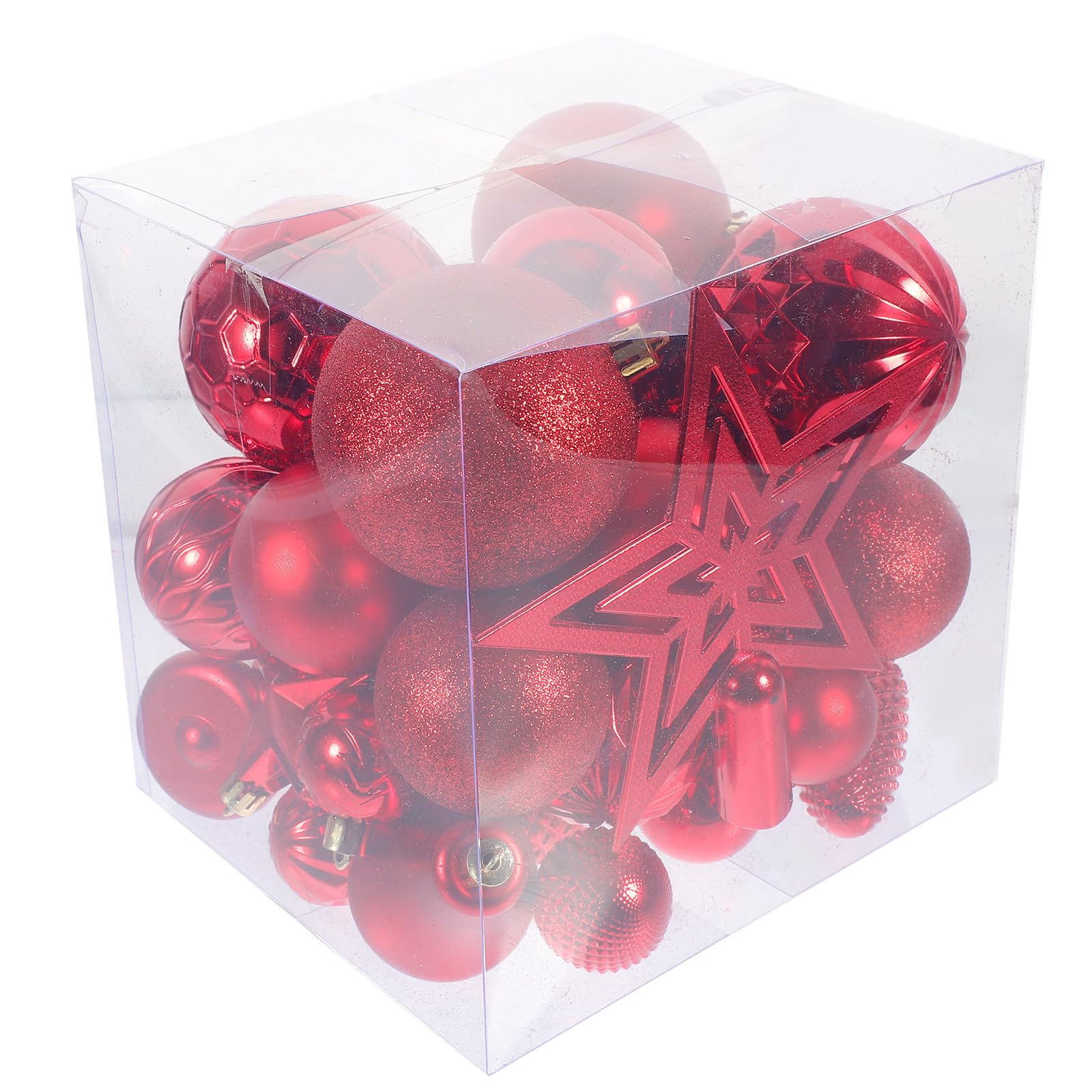 TOYANDONA 135 Piezas Adornos Navideños para Árbol de Navidad, Bolas Rojas