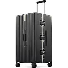 Hanke Premium 28 Inch Zipperless Extra-Large Checked Luggage, Aluminum Frame Hard Shell PC Suitcase with TSA Lock and Multi-Handle Design, 8 Quiet Spinner Wheels for Extended TripsJet Black