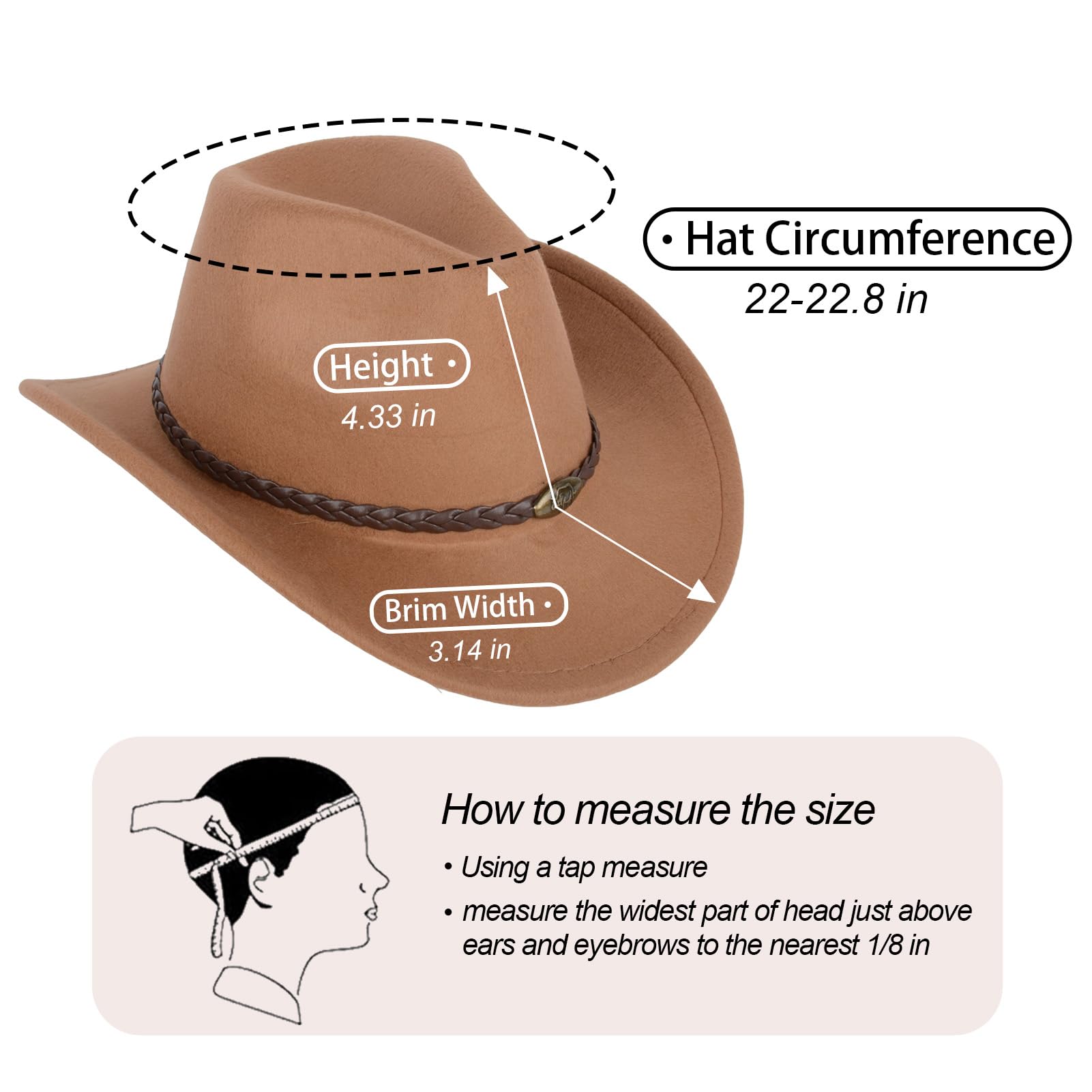 Sombrero vaquero para hombres y mujeres, ligero, hecho a mano, duradero, ala ancha, occidental, para vaqueros, vaqueras, mujeres, color caqui