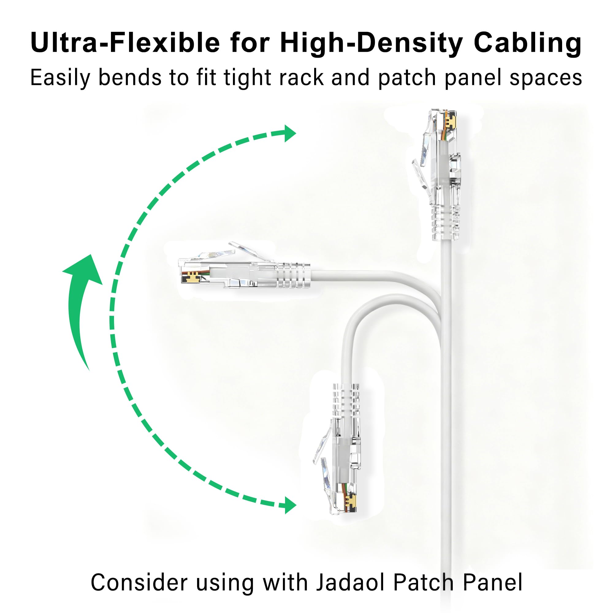 Jadaol Cavi patch Cat6A da 0,3 m, confezione da 24 pezzi, supporto per rete Cat8 Cat7, cavo patch Ethernet antigroviglio per connessioni corte, cavo Ethernet sottile flessibile per pannello patch