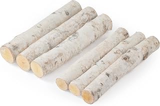 Birch Logs Set 6 Pcs Fire Wood Gas Fireplace Logs for Fireplace Decor/Crafts/Wood Décor(2Varied Size)
