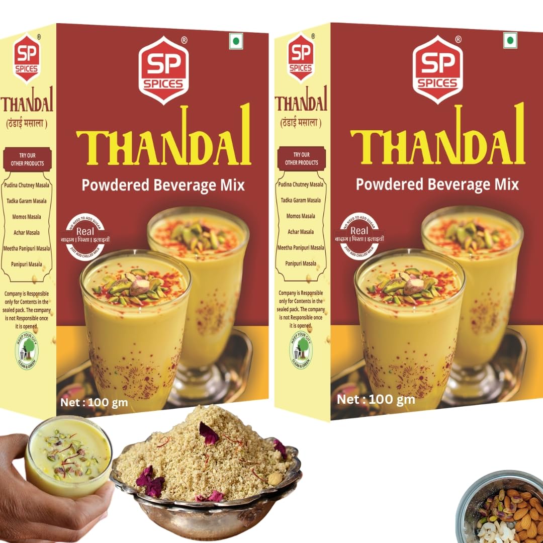 SP Spices Thandai Powdered Beverage Mix, 200 GRAMS Traditional Indian Drink Mix, Pack of 2-image-43