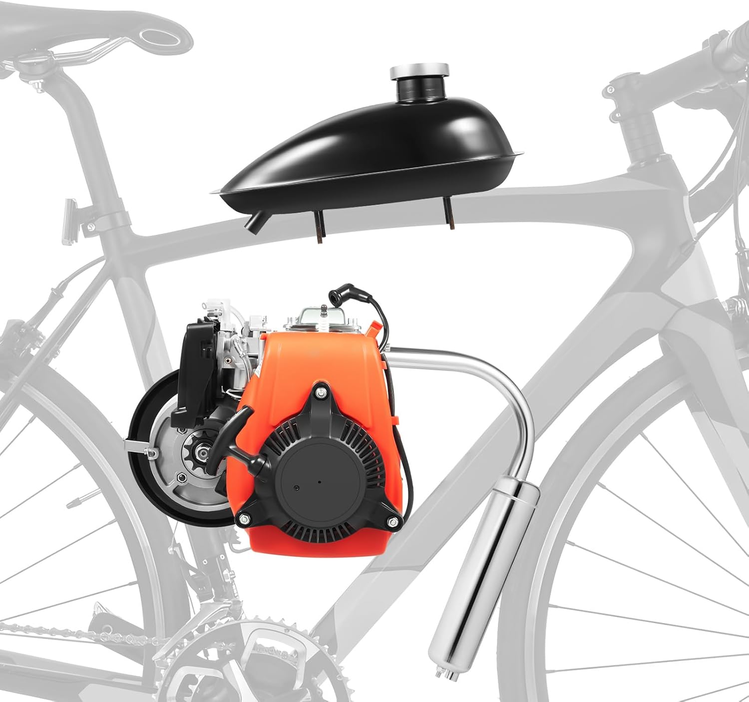 49CC 4-Stroke Bicycle Engine Kit, Motorized Bike Kit, Gas Petrol Bike Conversion Kit for 26-Inch V-Shaped Frame