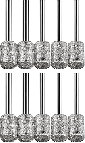 Juego de tallado de piedra, HOMEIDOL 10 piezas de brocas de diamante recubiertas de 8 mm con cabeza cilíndrica montada en puntos, juego de rebabas