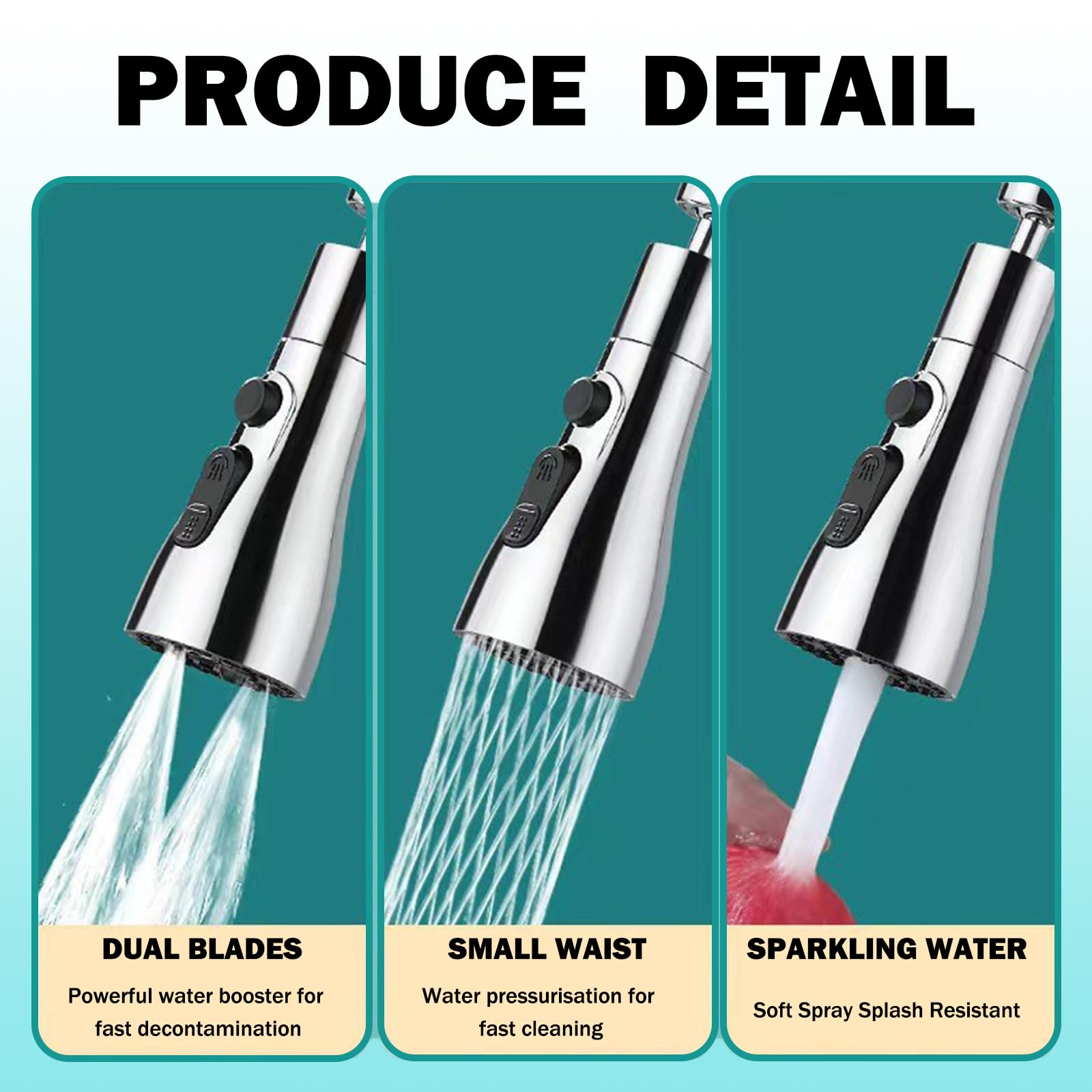Aireador grifo cocina 360° giratorio filtro 3 modos antisalpicaduras atomizador