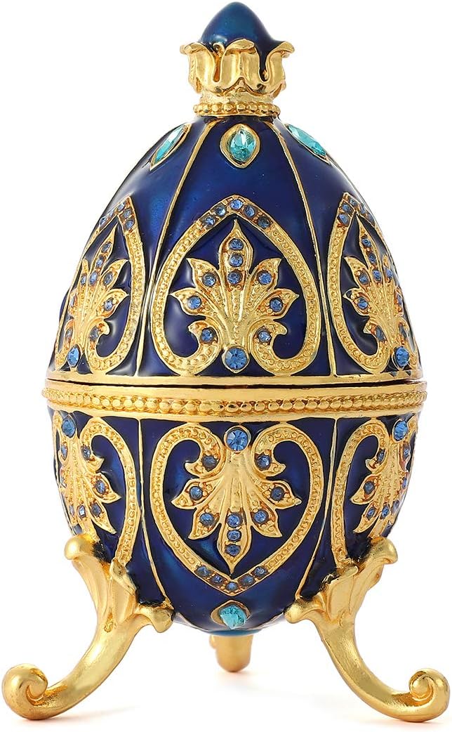 QIFU Easter Egg Style Enamelled Trinket box Hinged Unique Gift for Family