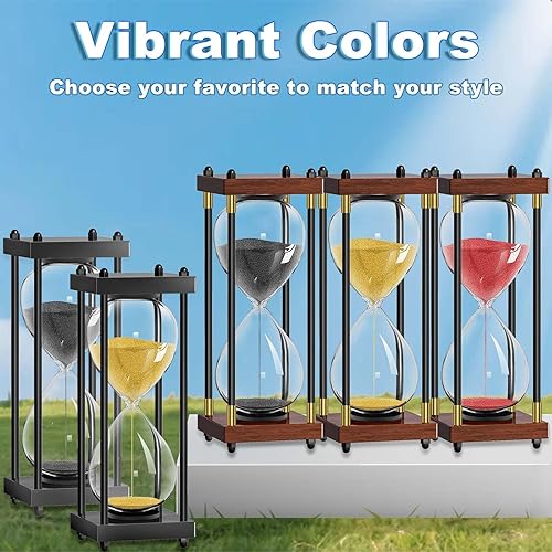 Miniatura 8 de 60 Minutes Sand Hourglasses reloj de arena de madera negra, reloj de arena de 1 hora, reloj de arena antiguo de 60 minutos, 1 hora de reloj de arena