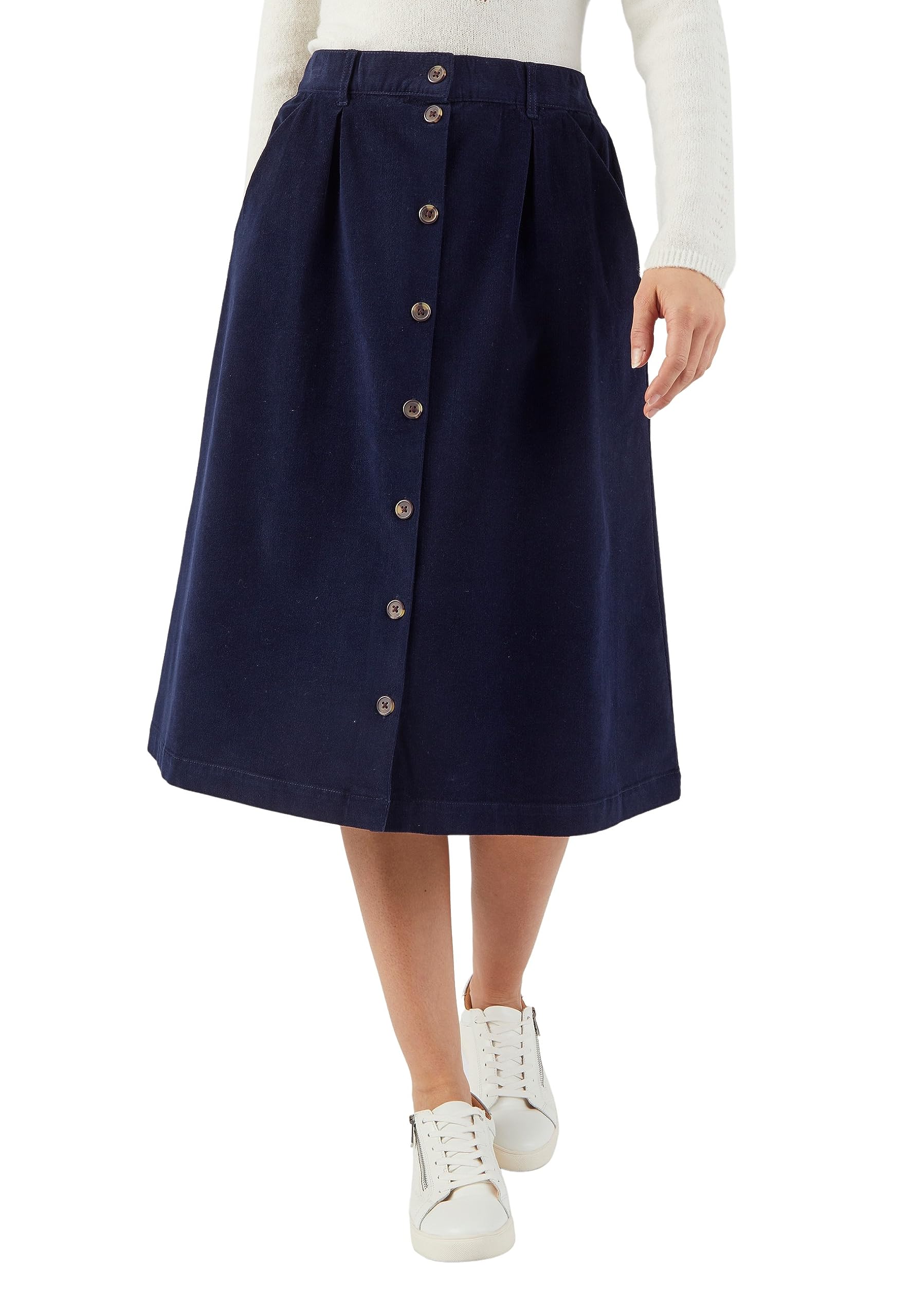 Damart - Women's Midi Skirt - Cotton/Elastane - Navy - Size 18L
