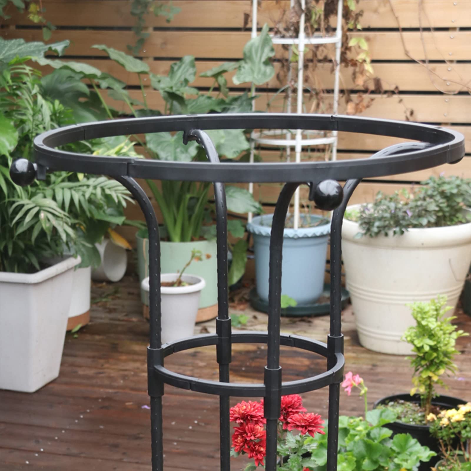 Garten-Obelisken-Spalier für Kletterpflanzen, Außen- und Innen-Spalier für Topfpflanzen, Vertikaler Metallschirm-Spalierturm mit PE-Beschichtung, Garten-Obelisken-Spalier für(Schwarz 185*25cm)
