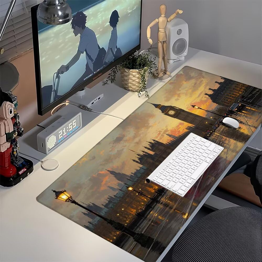 Londra Tappetino Mouse XXL 1000x500x3mm, Gaming Tappetino Mouse Il Grande Ben Mousepad con Base in Impermeabile Gomma Antiscivolo per Tastiera, PC, Computer Ufficio Idea Regalo Festa del Papà X-806