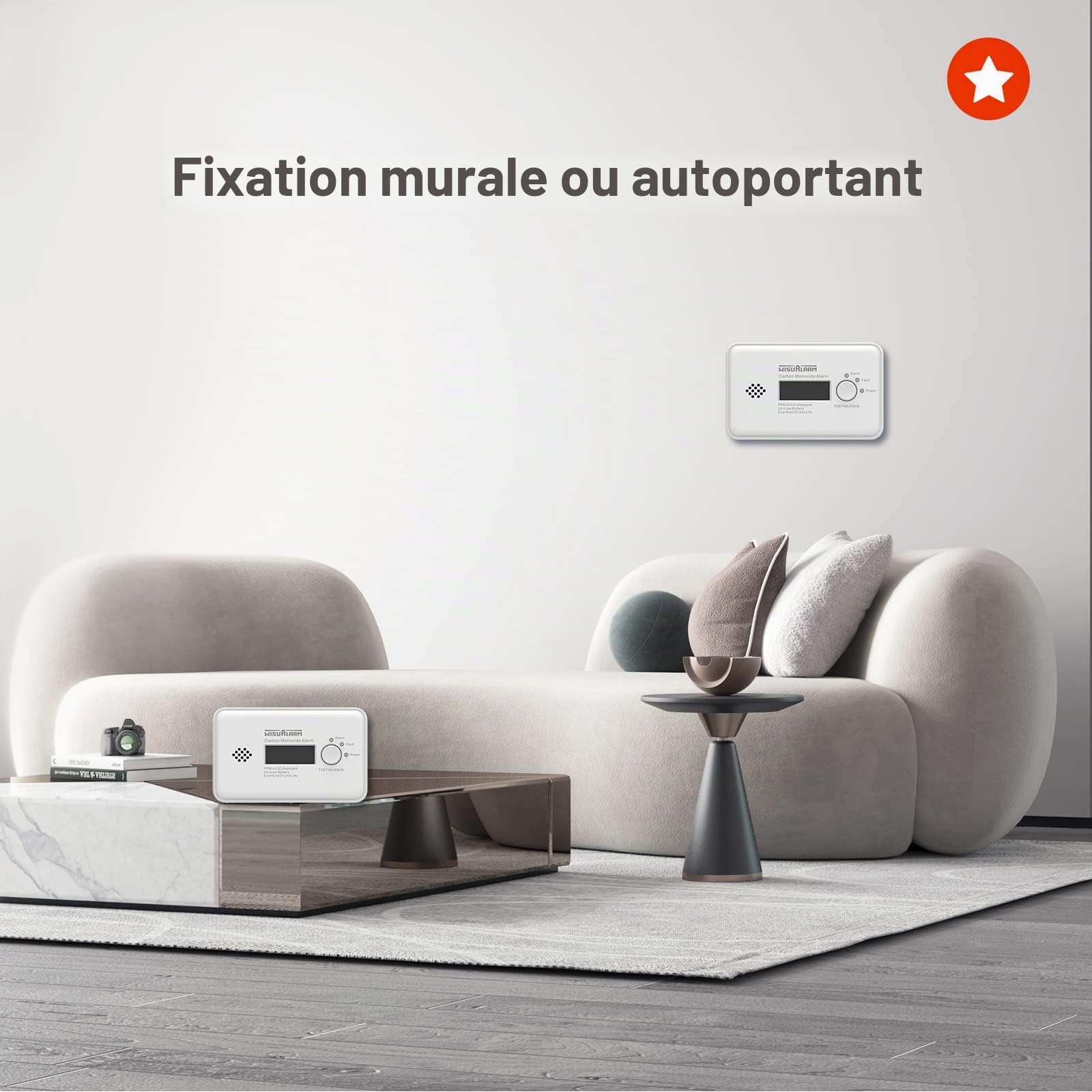 Wisualarm HY-GC20B Détecteur de monoxyde de Carbone autonomie 10 Ans à Pile(s) Gaz détecté monoxyde de Carbone