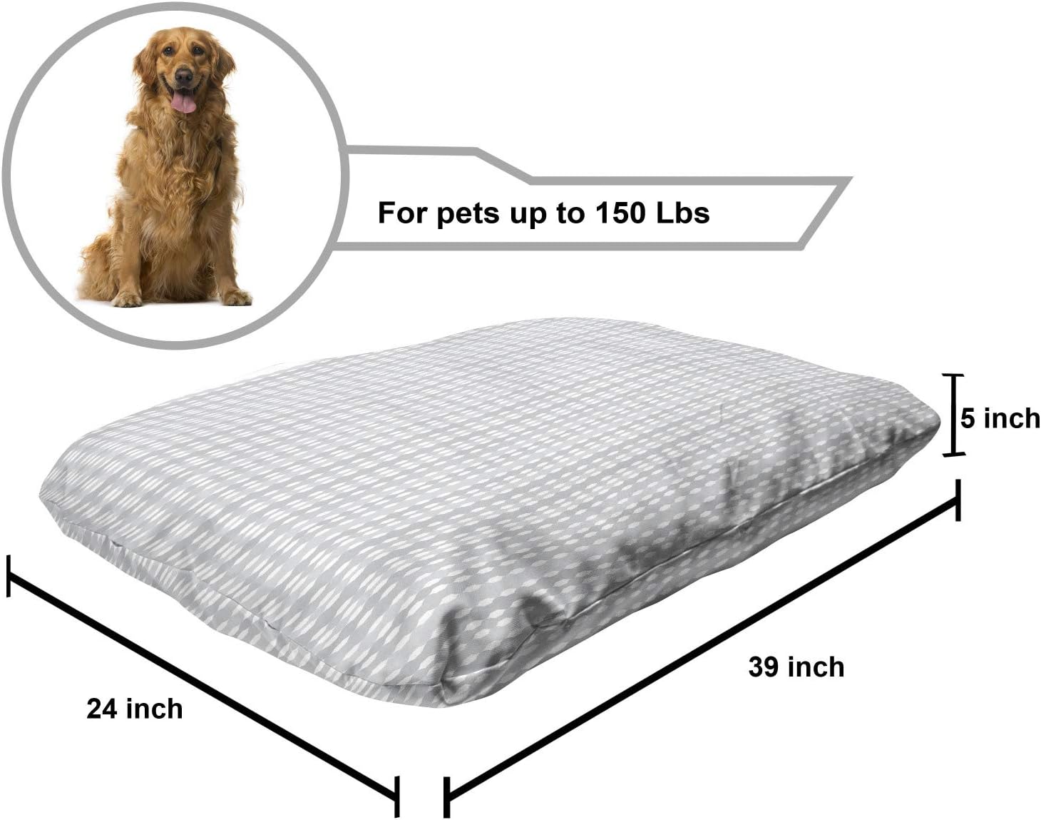 review Lunarable Abstract Pet Bed, Modern Feng Shui Pattern with Soft Toned Vertical Stem Line Motifs, Chew Resistant Pad for Dogs and Cats Cushion with Removable Cover, 24