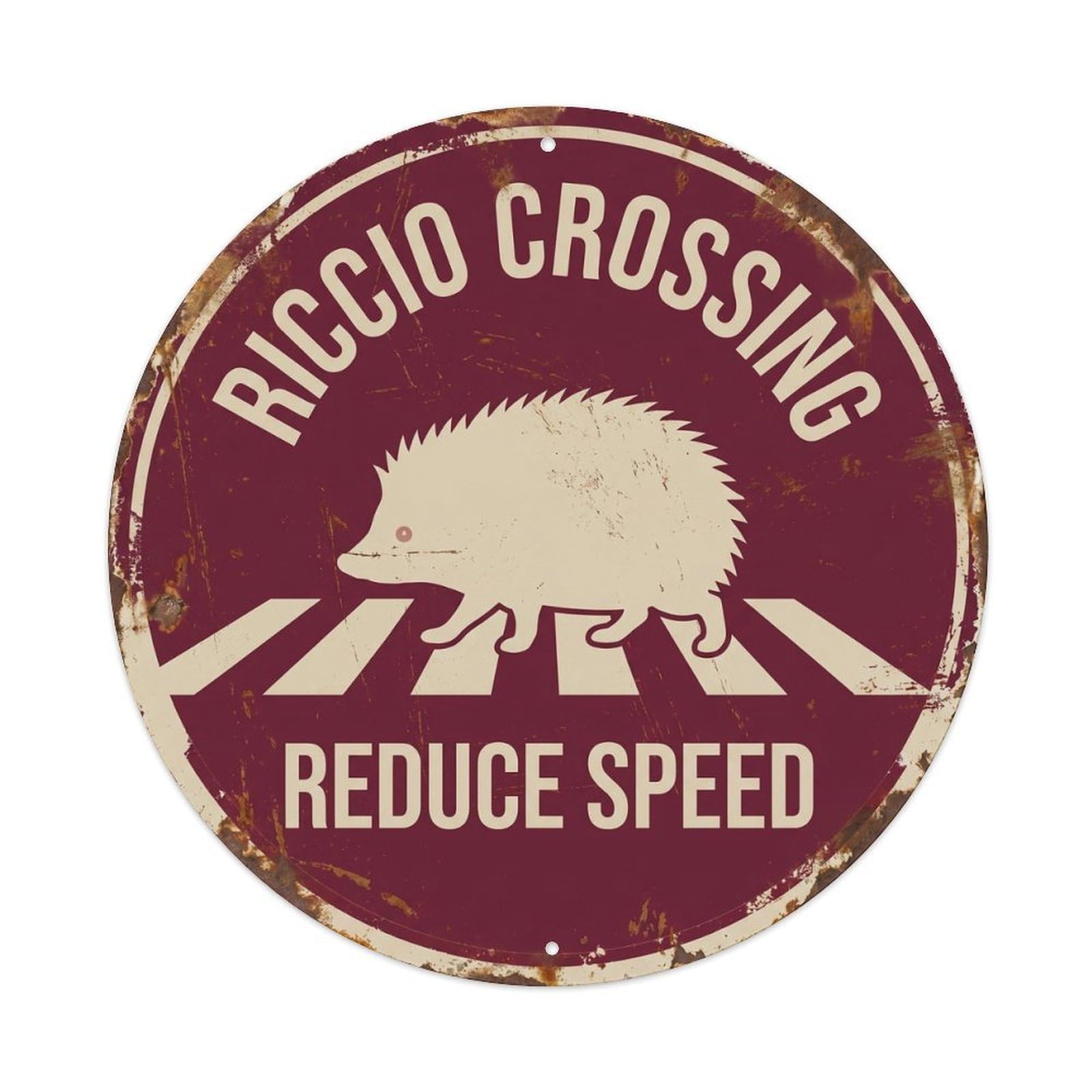 Riccio Crossing Reduce Speed Retro Metal Tin Sign
