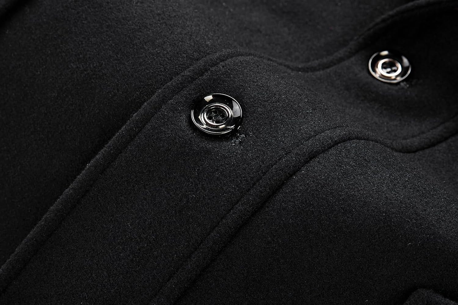 KUDORO Men's Wool Blend Trench Coat Slim Fit Overcoat with Detachable Stand Collar Single Breasted Classic Dress Coat - Image 4