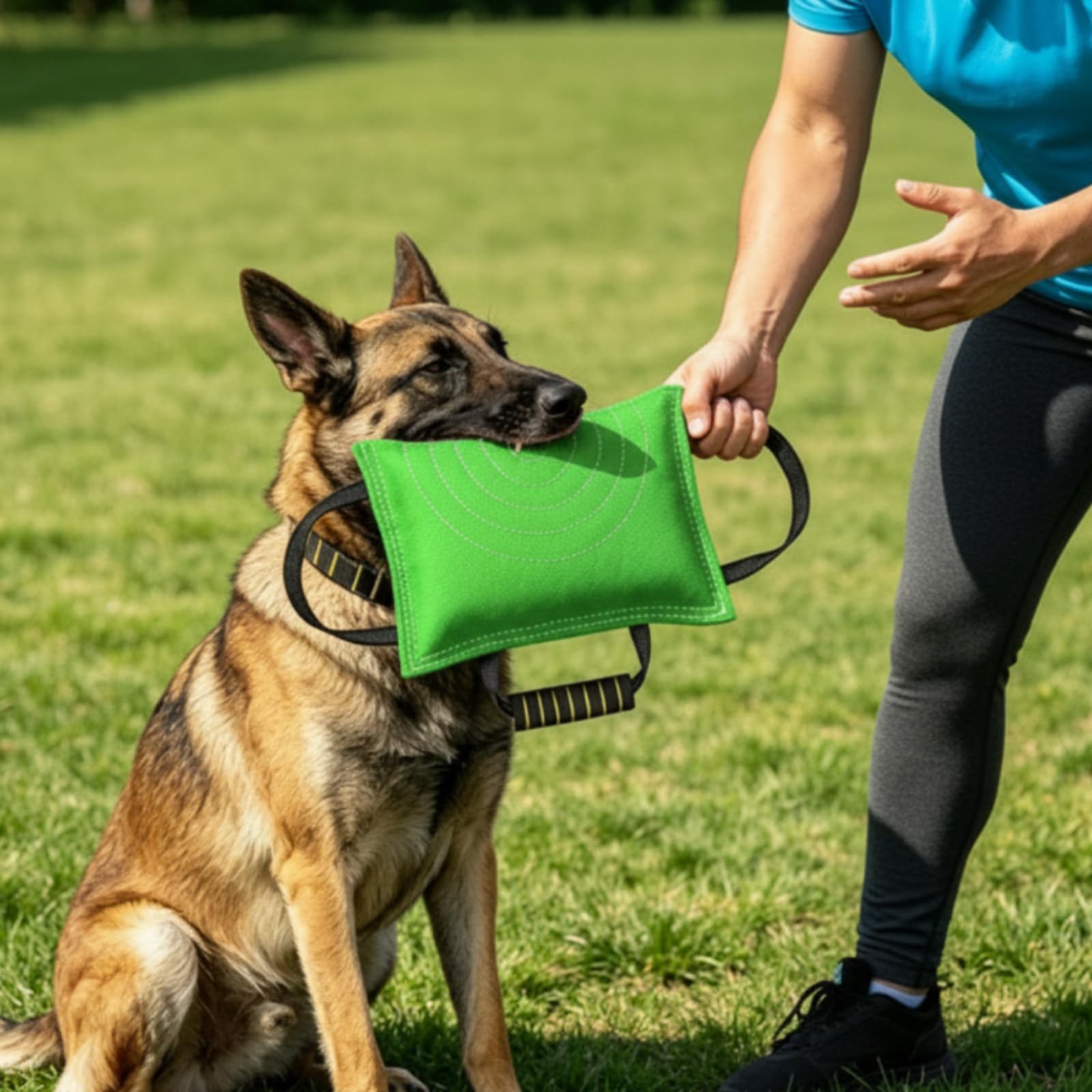Coussin Mordant avec Poignées, Jaune | Résistant, Visible, Jouet D'entraînement, pour Dressage, Plein Air, Chiens, Éducateurs pour chiens