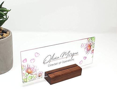 Miniatura 6 de Placa de nombre de escritorio personalizada | Regalo único | Soporte de madera | Decoración de oficina | Placa de nombre para profesor | Letrero |