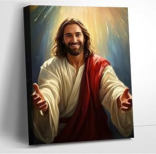 Belltutu - Jesus Christian Canvas Wall Art God's Healing Hand and Gentle Smile Portraits of Jesus Christian Religious Murals Home Decoration