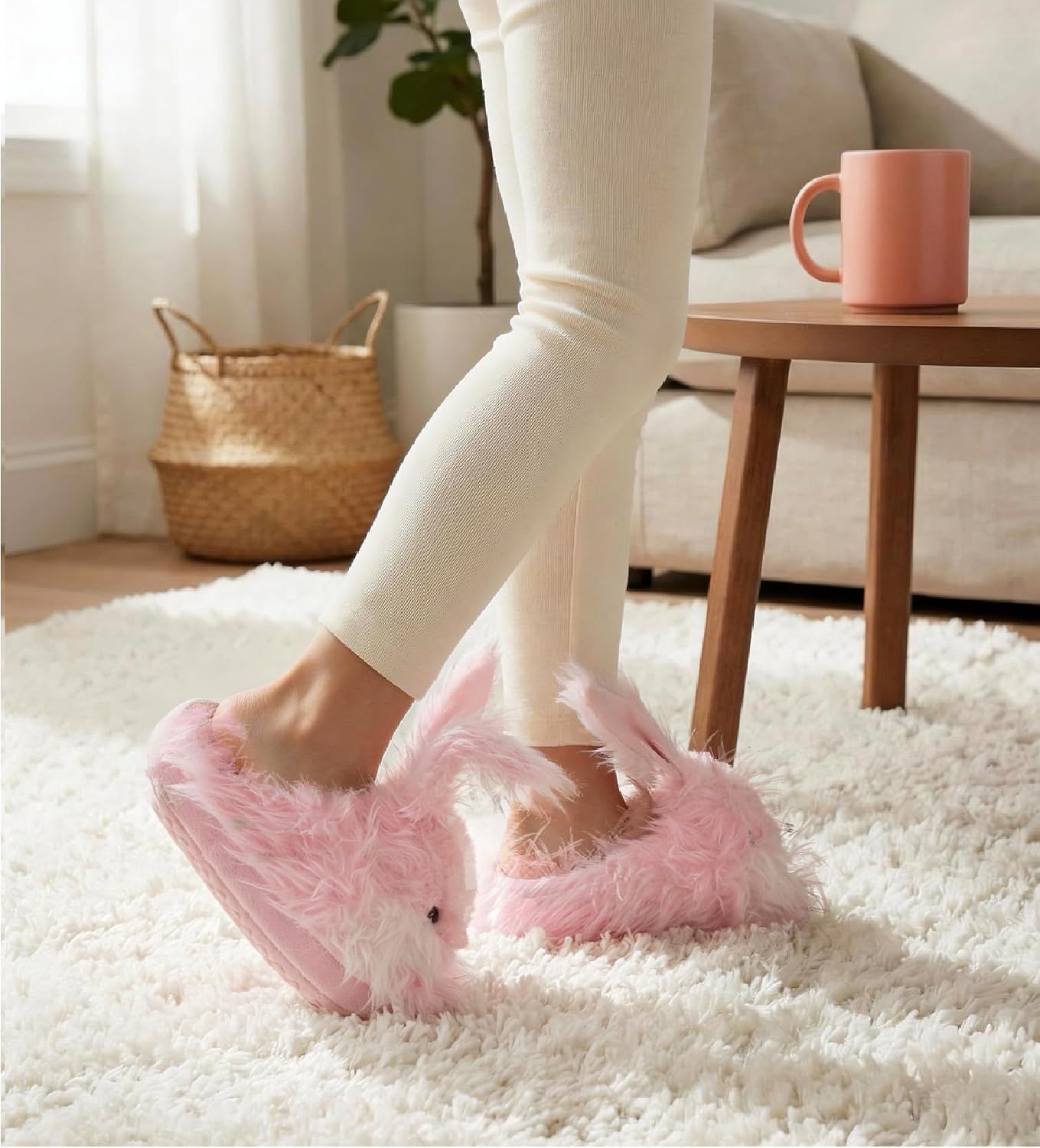 Toddler Slippers for Girls Boys, Bunny Slippers for Girls, Cute Plush Rabbit Fuzzy Slippers, Soft Fluffy Animal Warm Indoor House Shoes