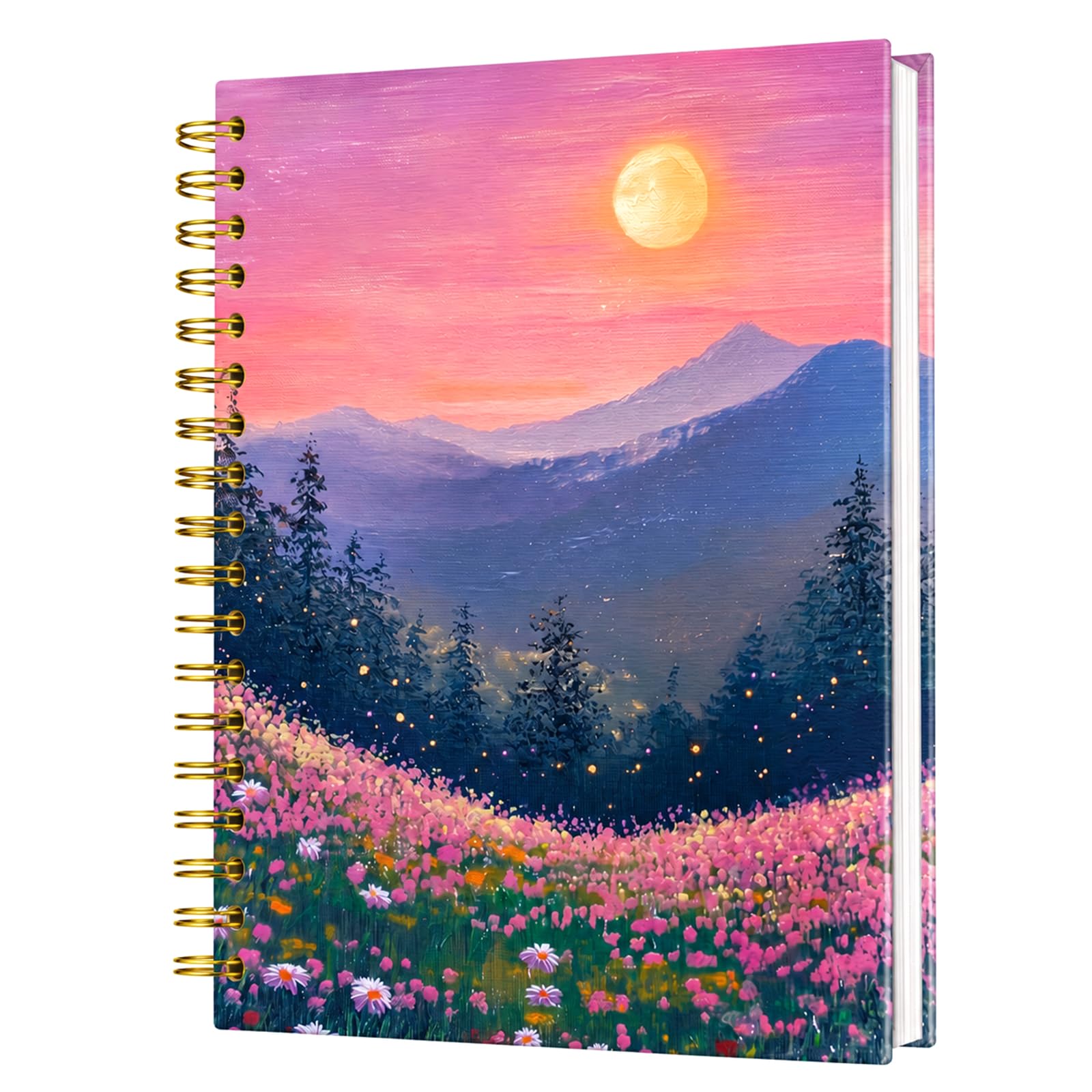 Orsefeliy Twilight Blossom Notebook, A5 Spiral Notepad Lined for Women
