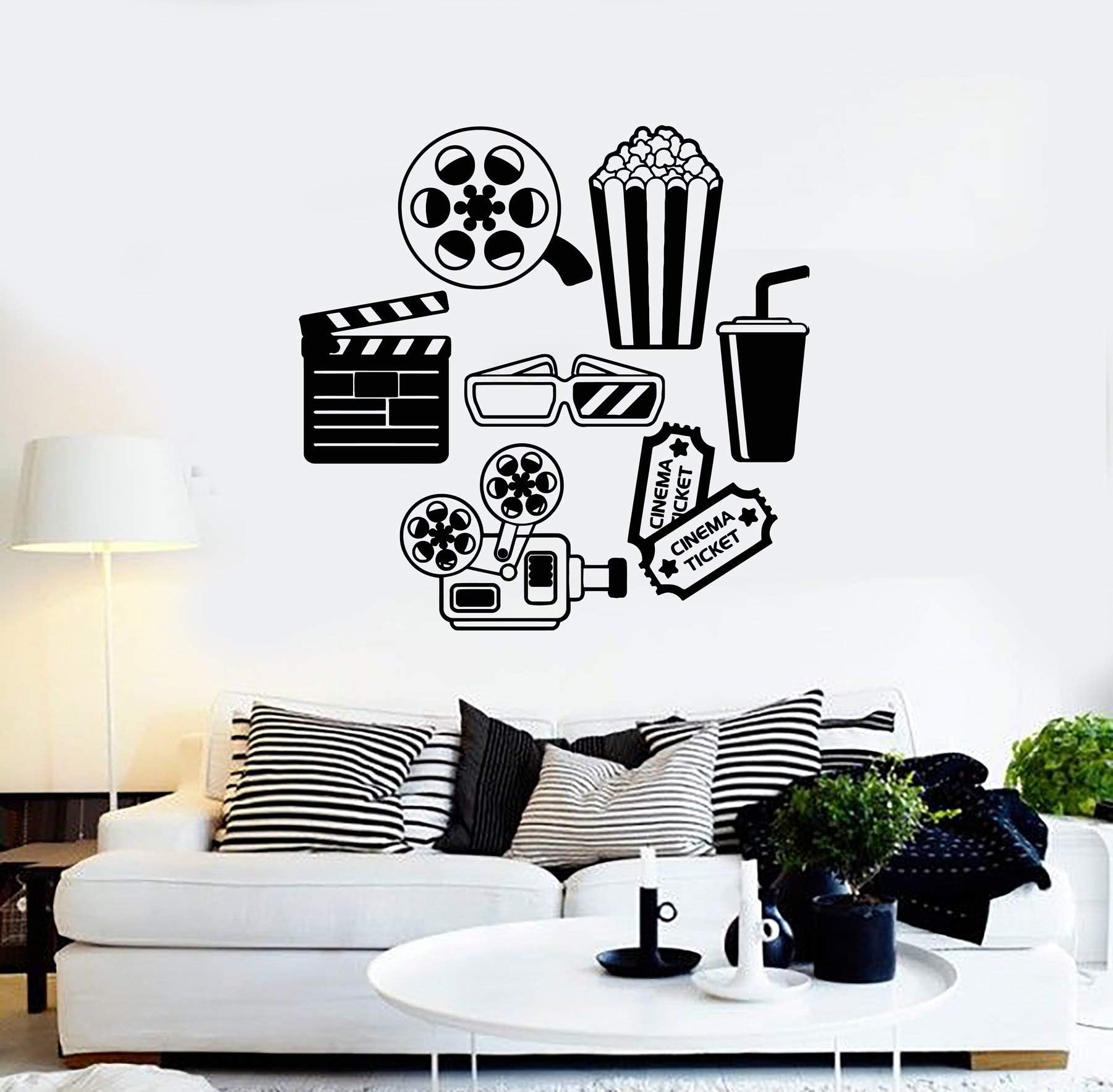 VVWV Popcorn Cinema Theatre Wall Sticker Living Room Home Decoration Kids Room (Size -55 cm x 55 cm)