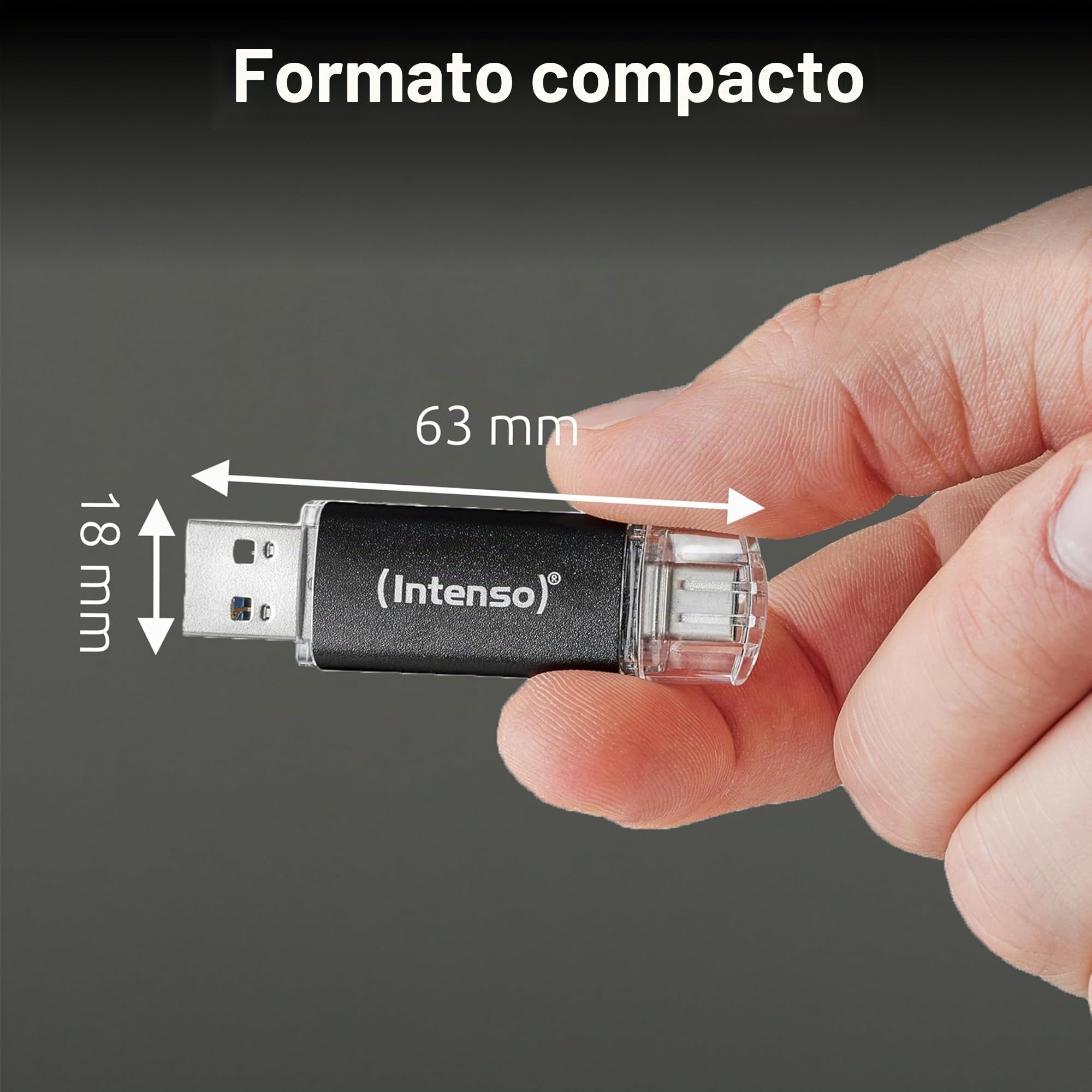 Intenso Twist Line - Memoria USB Doble (512 GB, 3.2 Gen 1x1, USB-C y USB-A, 70 MB/s, Color Antracita)