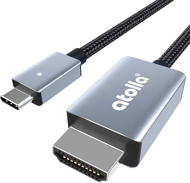 USB C to HDMI Cable, atolla USB Type C(Thunderbolt 3) to HDMI 4K UHD Cable Compatible with MacBook Pro, MacBook Air, iPad Pro, Surface Pro 7, Samsung S20/S20 Pro, DELL XPS and More - 6ft/1.8m