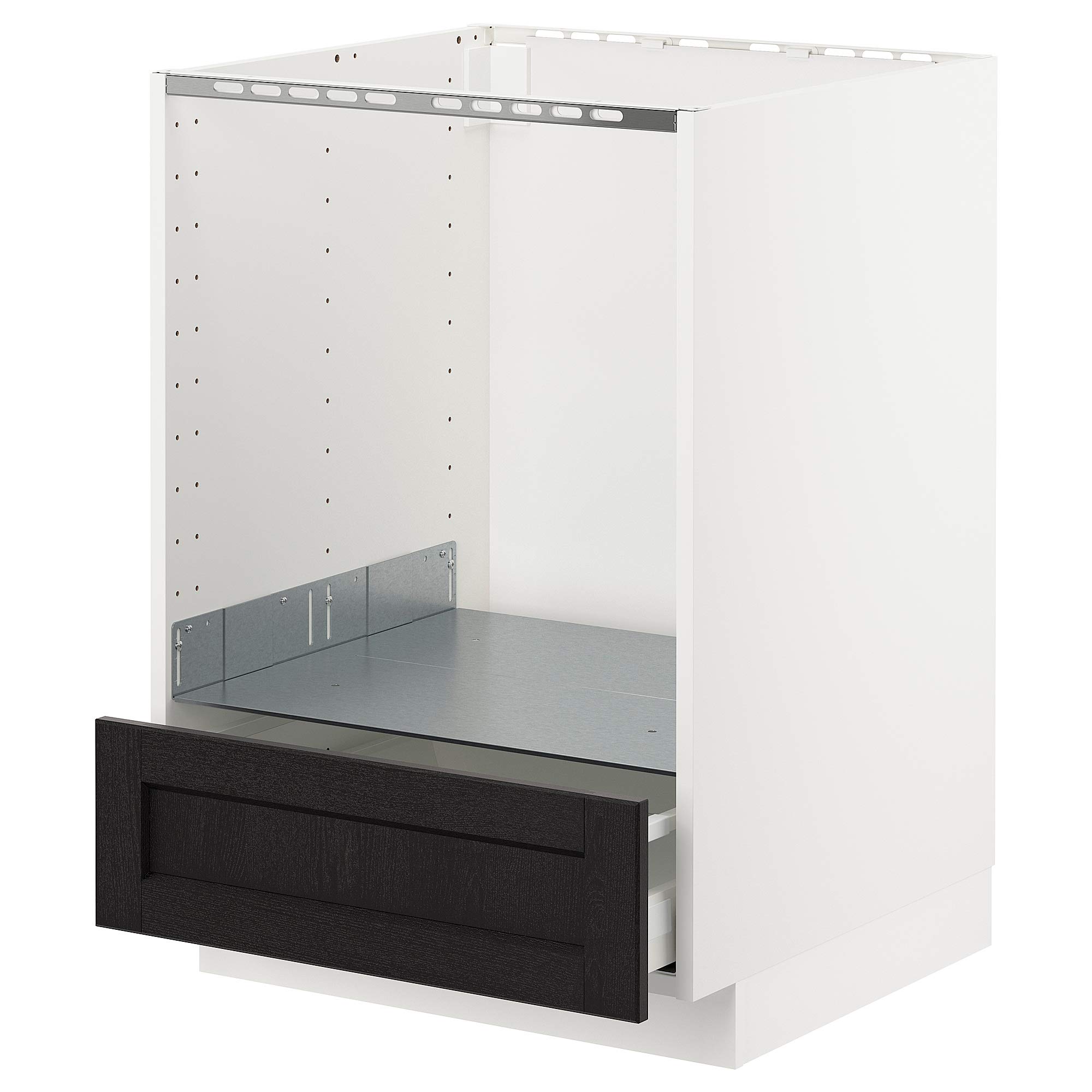 Meuble bas pour four METOD MAXIMERA avec tiroir blanc et noir 60x60 cm