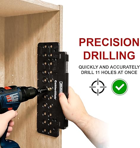 Miniatura 3 de Milescraft 1316 Cabinet Mate - Plantilla de perforación de pasador de estante para crear agujeros para estantes sin tambaleo. Plantilla de hardware