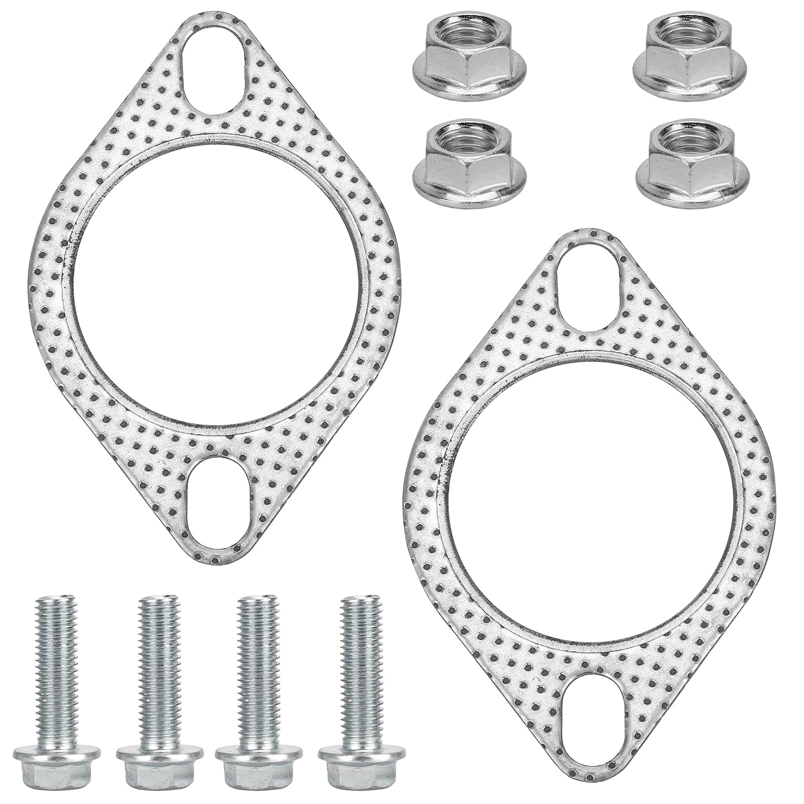 Guarnizione di Scarico Auto 6,36 cm con 4 Bulloni e 4 Dadi, 2 Pezzi