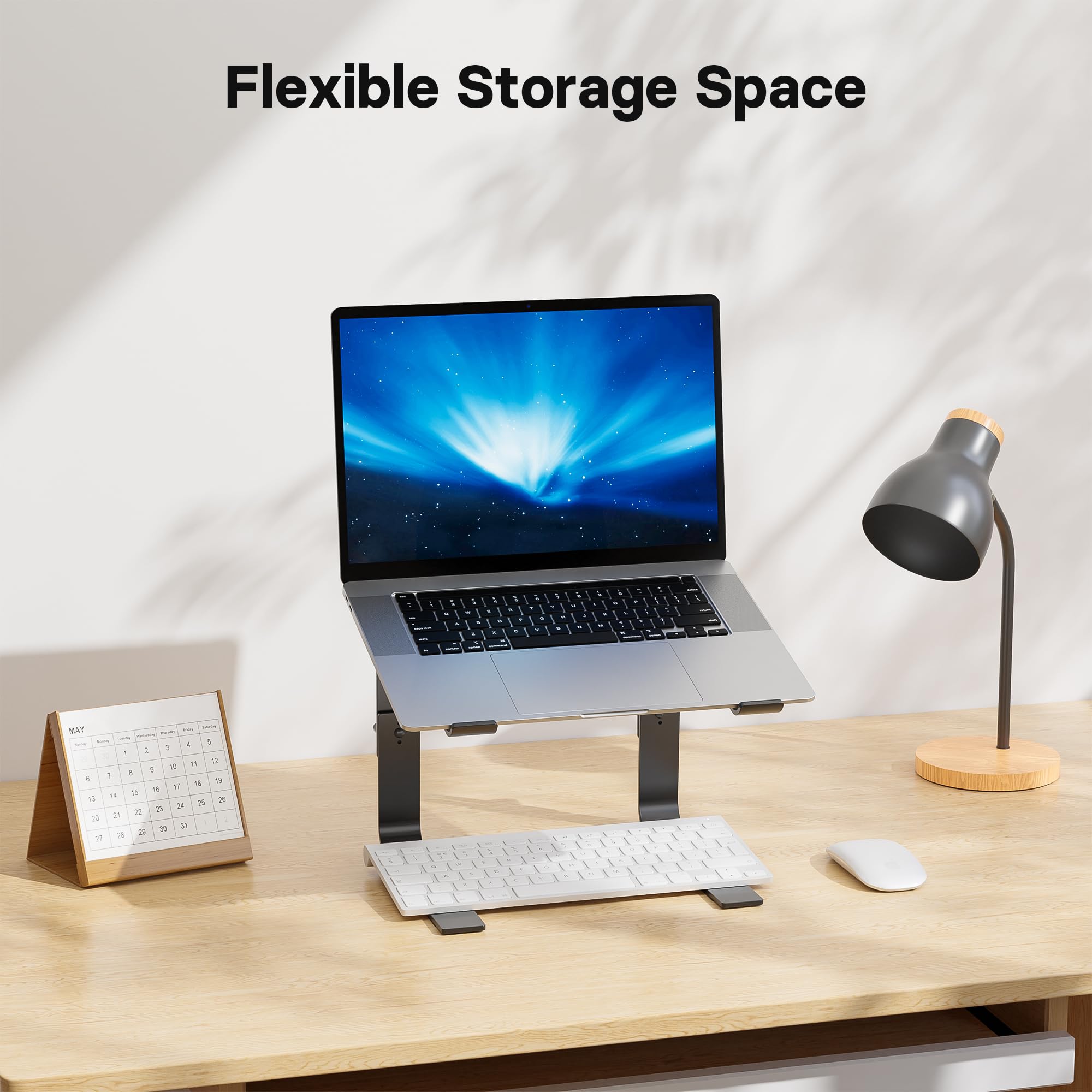 BONTEC Supporto PC Portatile Regolabile in Altezza, Supporto PC Compatibile Laptop Da 10-17 Pollici, Rialzo PC Portatile Per Computer/MacBook/Notebook, Laptop Stand Fino a 8kg, Nero