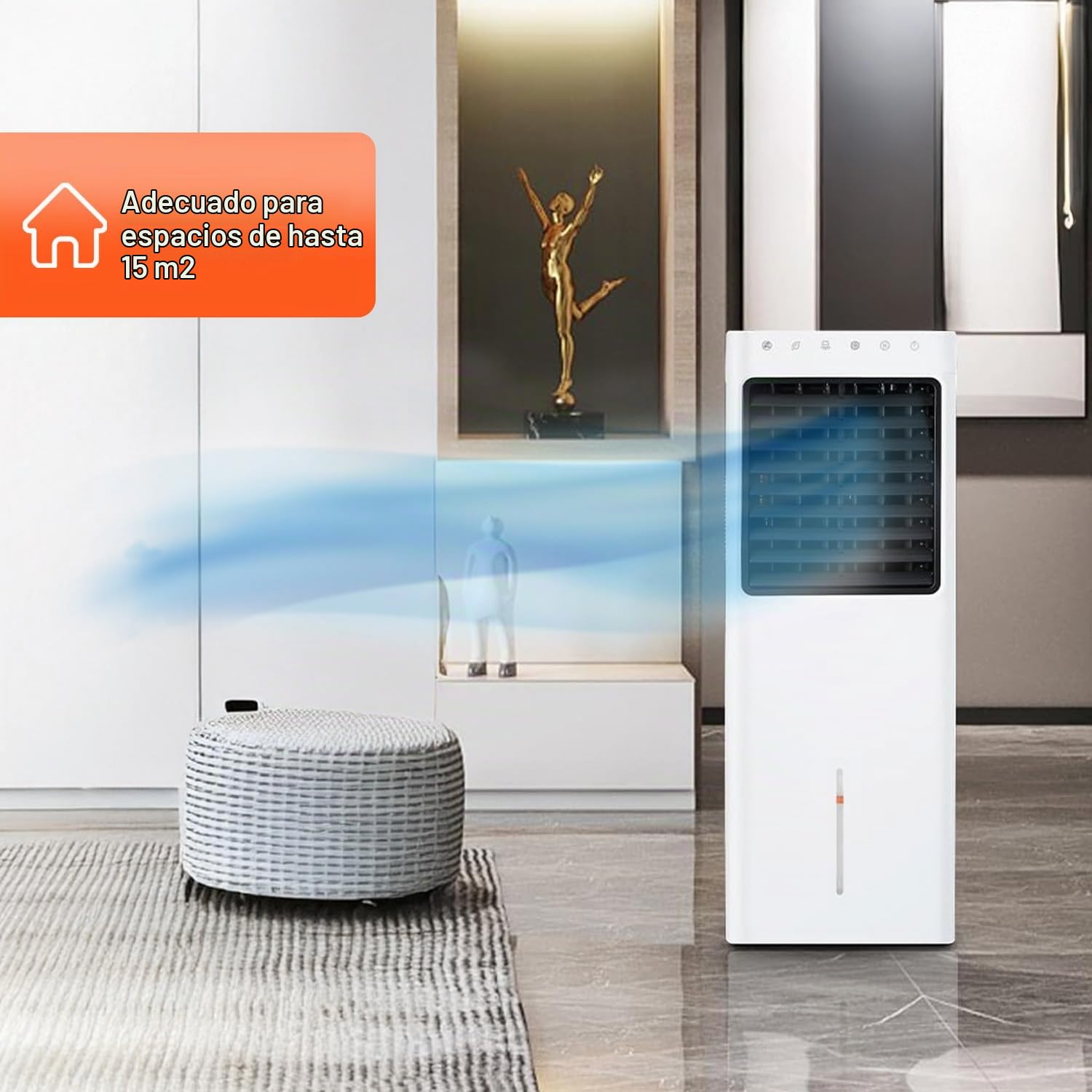 Avilia - Enfriador de aire de 1100 W con bidón de 8 l, función frío/calor y mando a distancia, control táctil e ionizador para casa y oficina