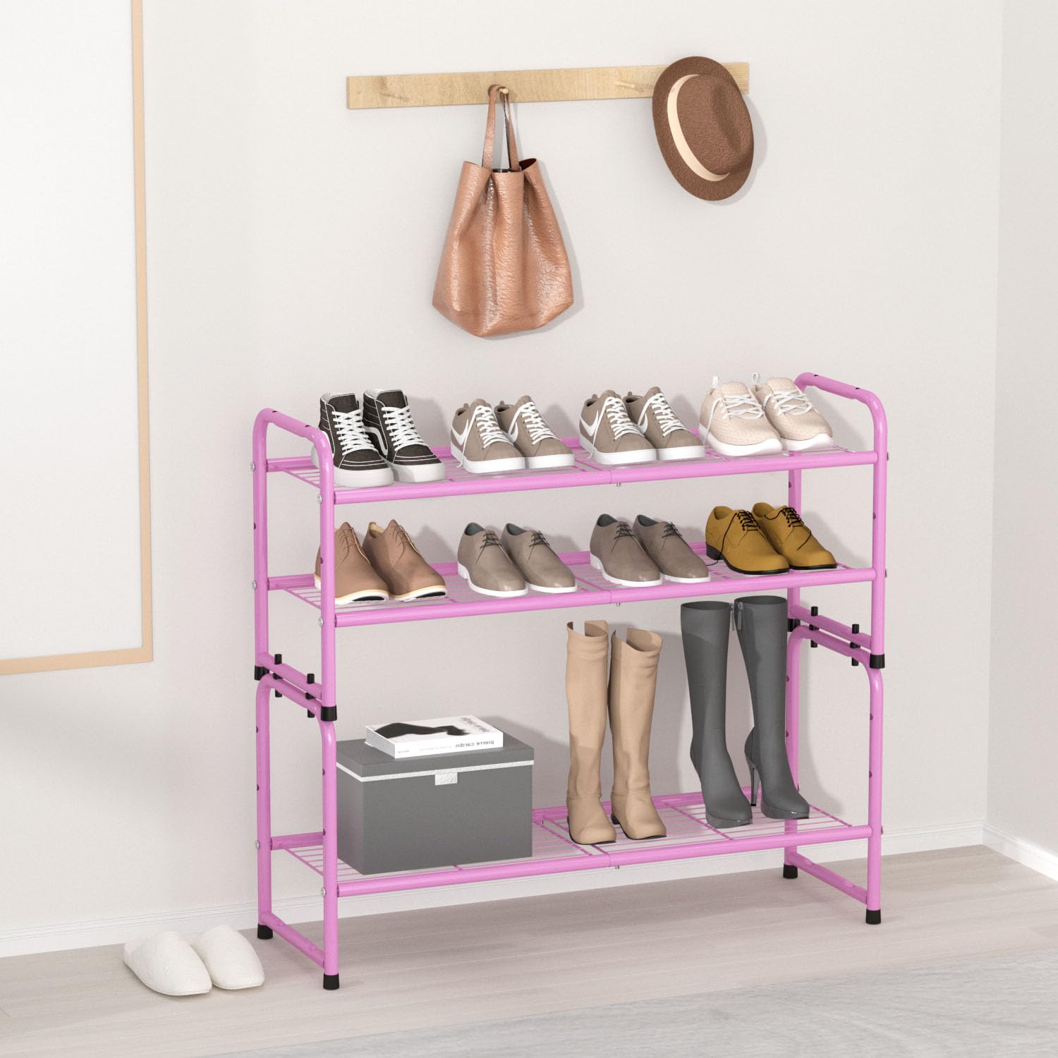 Shoe Rack For Closet LNYZQUS Small Kids Shoe Rack, Tier Pink