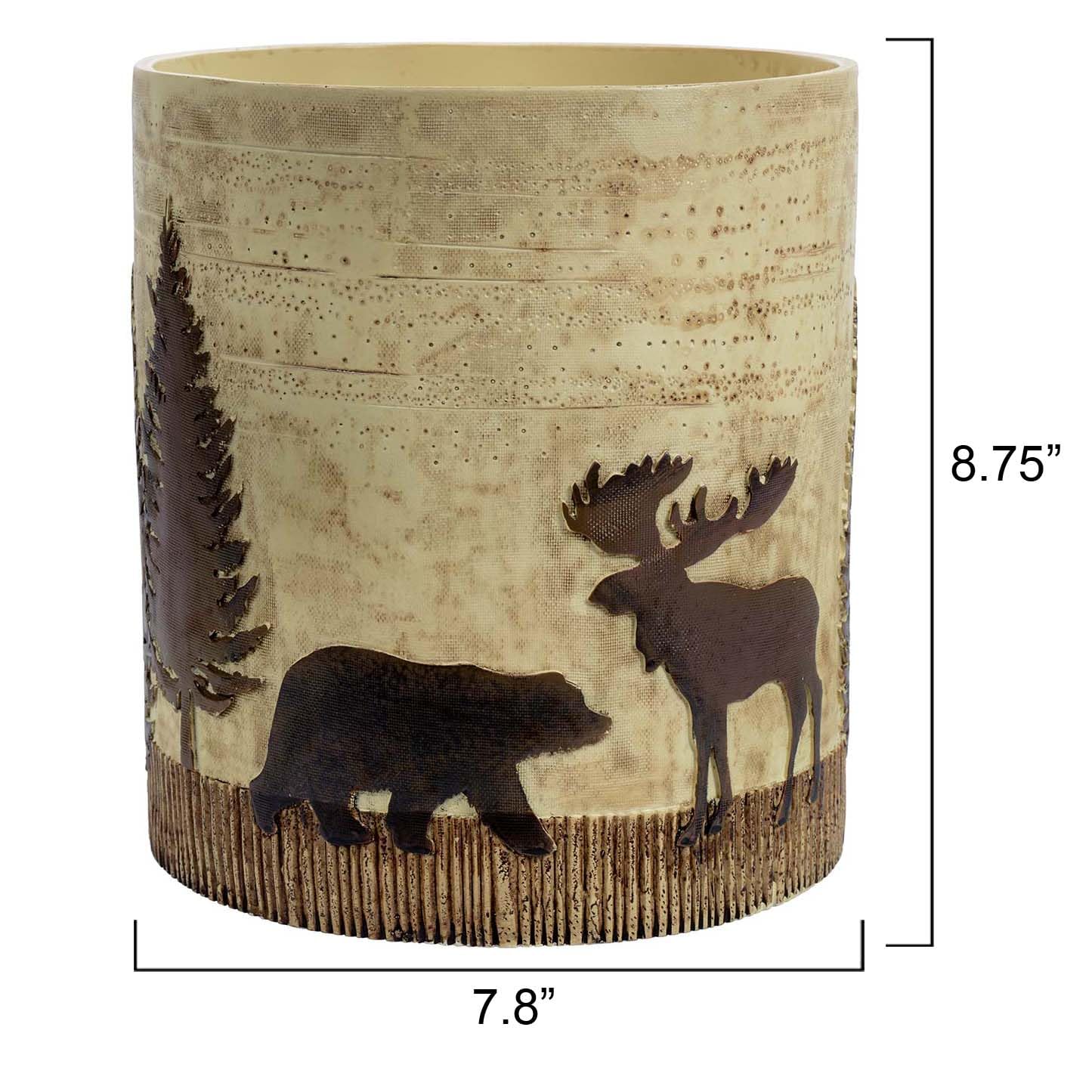 BLACK FOREST DECOR Woodland Moose & Bear Waste Basket 7.8" Dia.x8.75 H