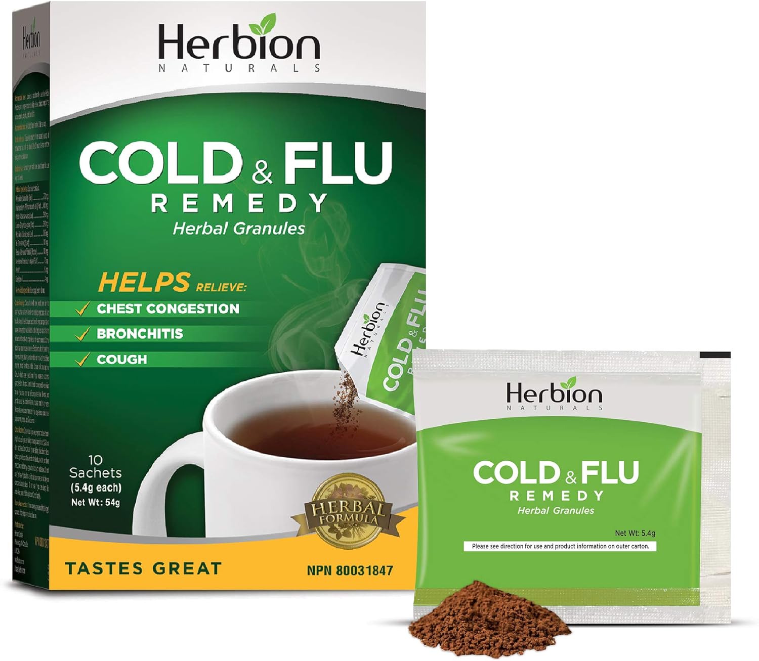 Herbion Naturals Cold & Flu Remedy Herbal Granules, 10 count sachets