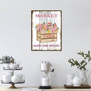 Amazon.com: Farm Fresh Flower Market Wood Sign Spring Fresh