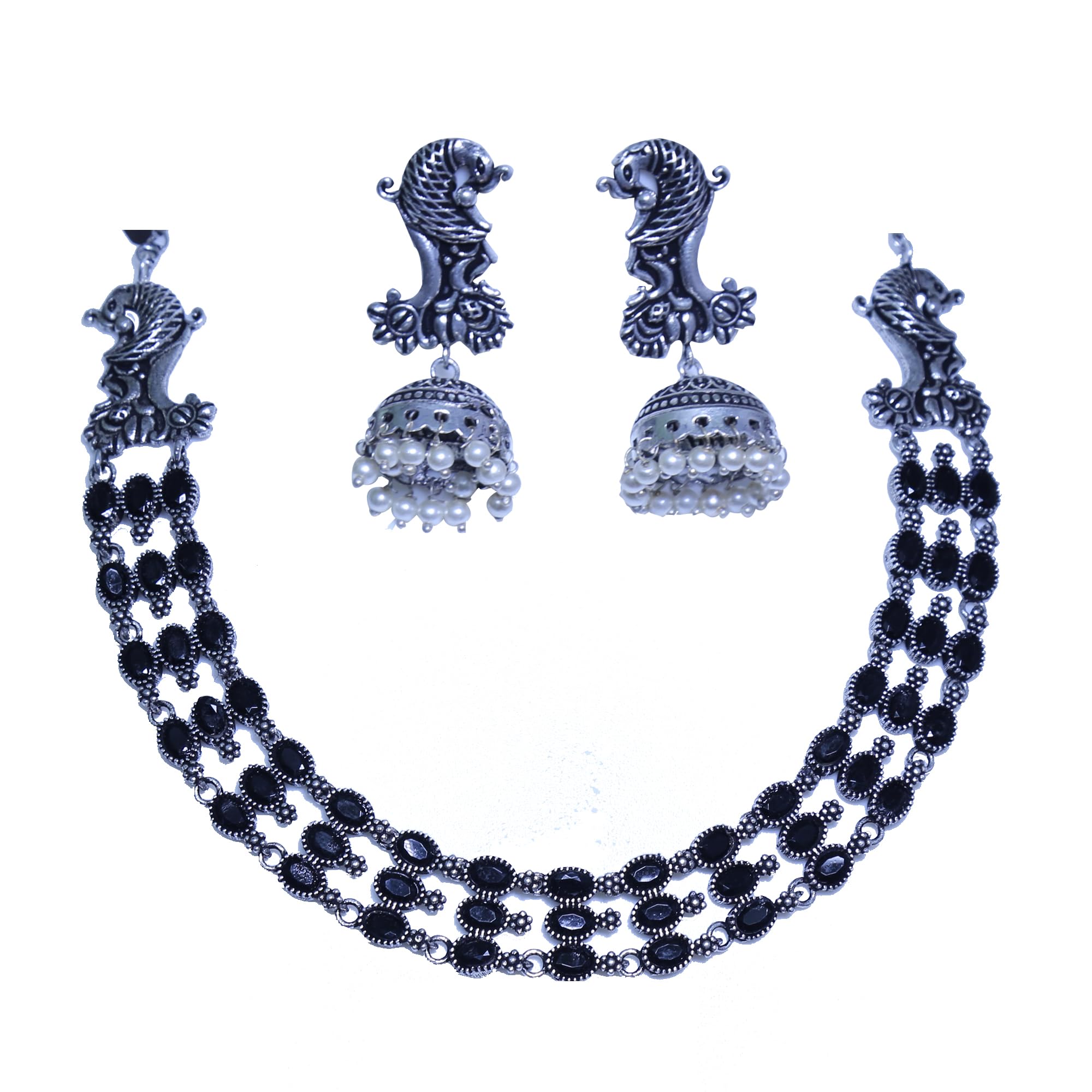 See full amazon price history chart for Oxidized Silver Finish Kundan Stone Necklace with Jhumka Earrings (BLACK) Oxidized Silver Finish Kundan Stone Necklace with Jhumka Earrings (BLACK) (B0DFZ23DJ7) Amazon Price History, Amazon Price Tracker