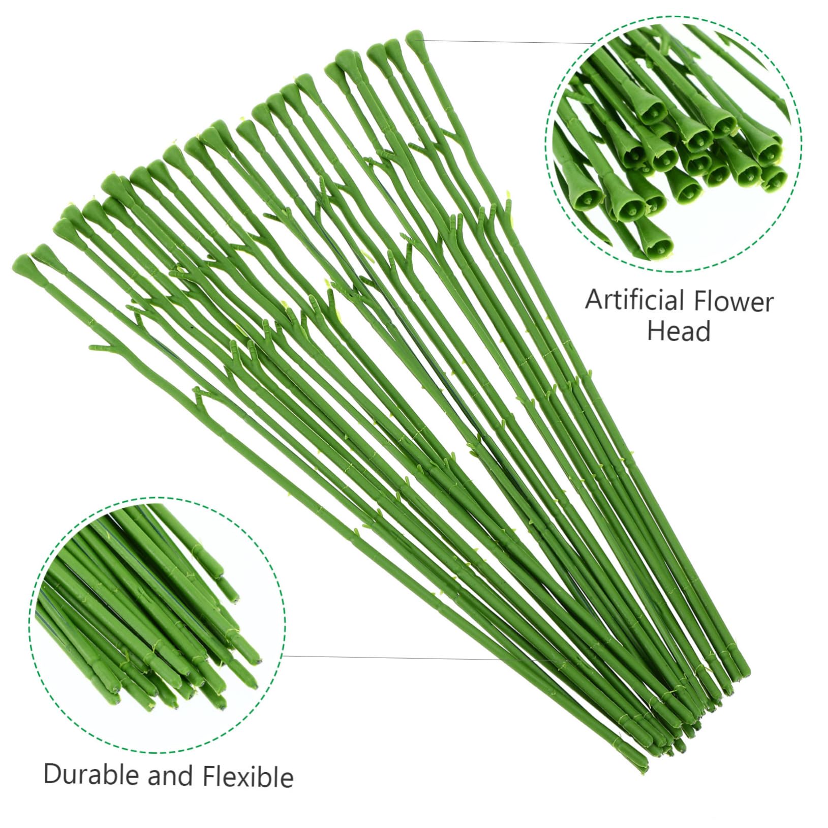 Tofficu 150 Pezzi Artificiale Verde Flessibile per Composizioni Fai da Te Corto per Decorazioni Bouquet e Creativo