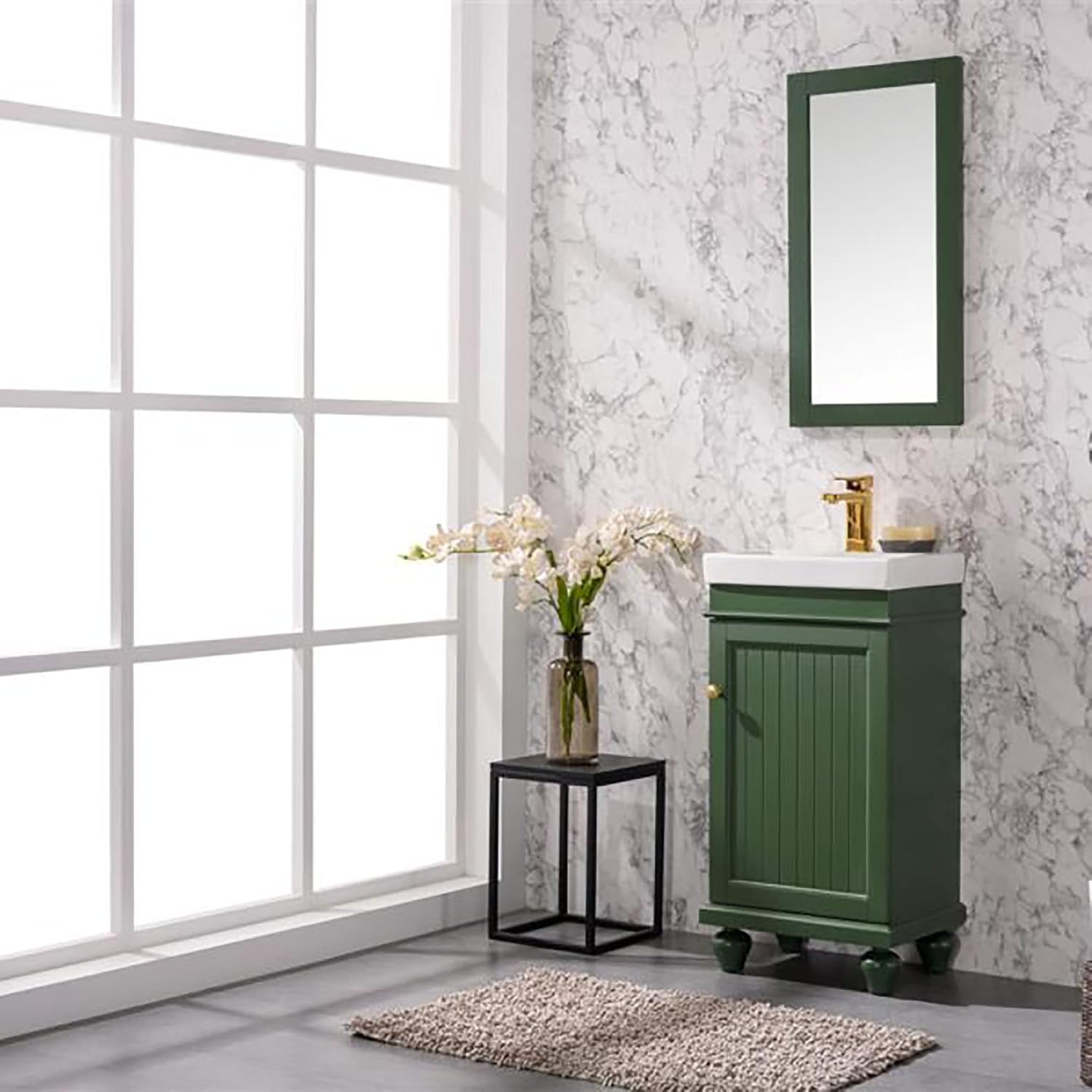 Legion Furniture Vogue Green Sink Vanity - White Ceramic Top & Sink 18 inch/Vogue Green