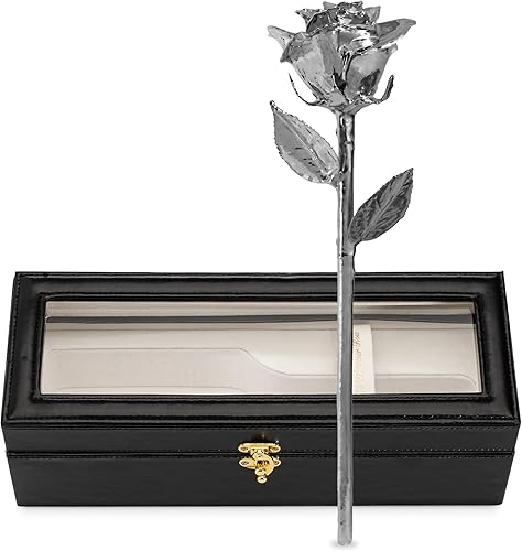 Miniatura 9 de Forever Rose Combo de jarrón de corazón acrílico con dos rosas reales cuidadosamente sumergidas en platino, un regalo eterno, atemporal, único,